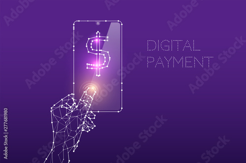 The particles, geometric art, line and dot of Hand drawing line.