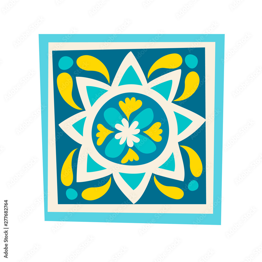 Moroccan tiles vector illustration. Morocco tiles flat cartoon style draw icon sign isolated on white background