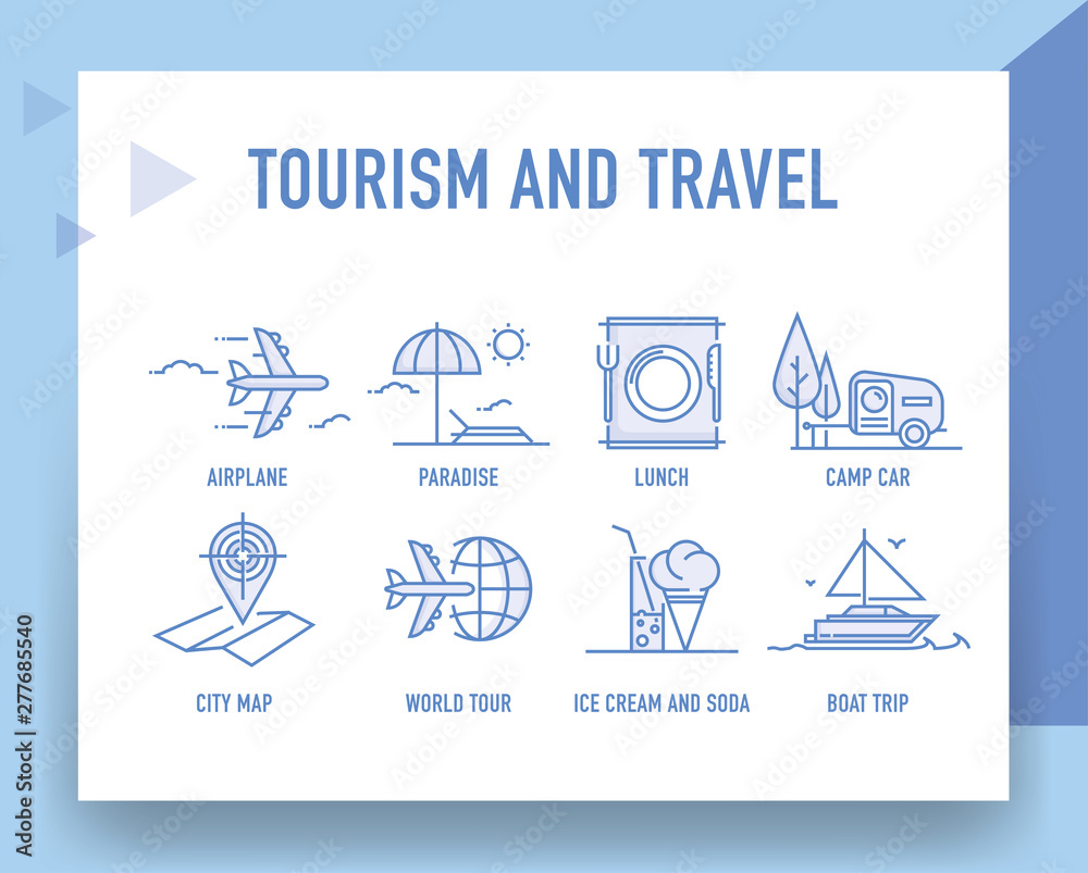 TOURISM AND TRAVEL LINE ICON SET TOURISM AND TRAVEL LINE ICON SET