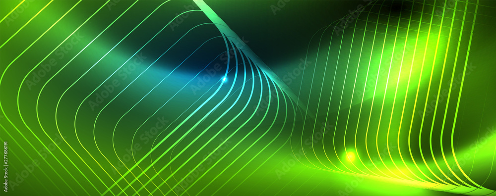 Neon glowing techno lines, hi-tech futuristic abstract background template, vector Neon glowing techno lines, hi-tech futuristic abstract background template, vector