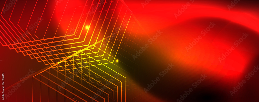 Techno glowing background, futuristic dark template with neon light effects and simple forms, vector Techno glowing background, futuristic dark template with neon light effects and simple forms, vector