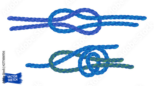 Knots sketches. Nautical rope. Braid. Rope knots. Braided trim. Marine. Sail. Ship. Boat. Sailor. Sea. Ocean. Fishing. Fisherman. Vintage. Hand made.
