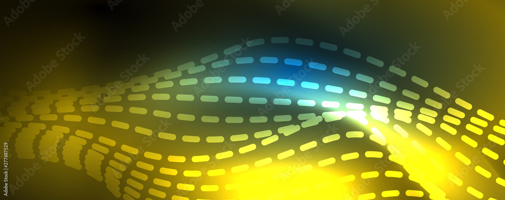 Smooth wave lines on blue neon color light background. Glowing abstract wave on dark, shiny motion, magic space light Smooth wave lines on blue neon color light background. Glowing abstract wave on dark, shiny motion, magic space light