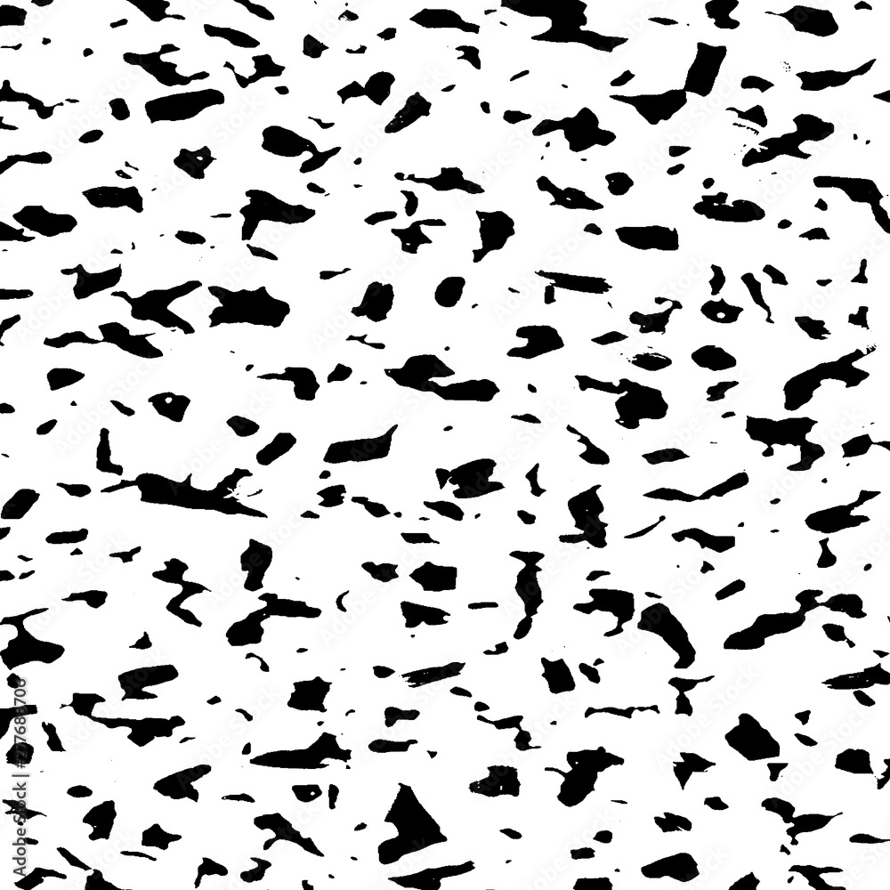 Black and White Grunge Dust Messy Pattern. Easy To Create Abstract Vintage, Dotted, Scratched Effect With Grain And Noise. Aged Design Element.