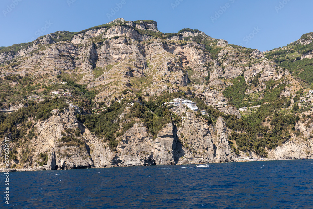 A view of the Amalfi Coast between Amalfi and Positano. Campania. Italy