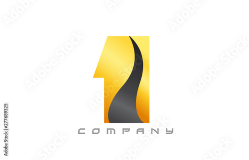 1 yellow black number logo icon design