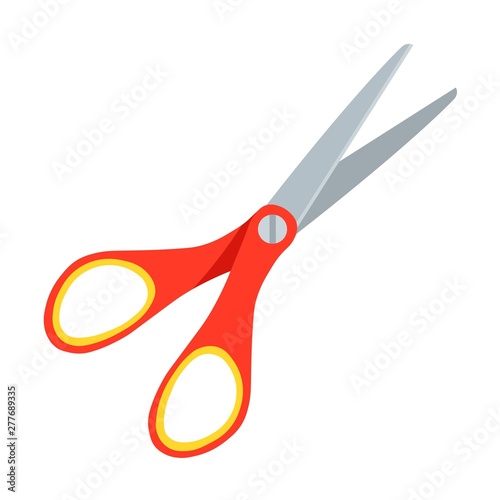 Colorful scissors isolated on white background. Vector flat icon.