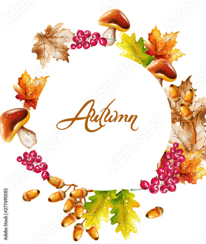 Autumn card Vector watercolor. Fall harvest decor illustrations