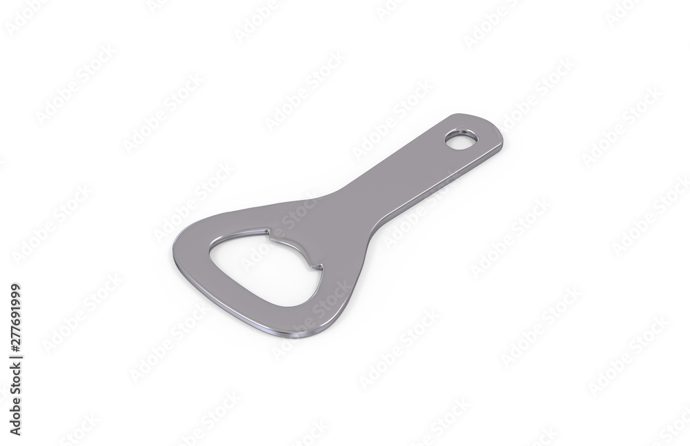 Blank bottle opener mock up template for branding presentation on isolated white background, 3d illustration Blank bottle opener mock up template for branding presentation on isolated white background, 3d illustration
