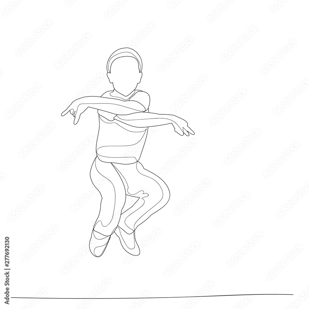 sketch with lines, a boy jumping sketch with lines, a boy jumping