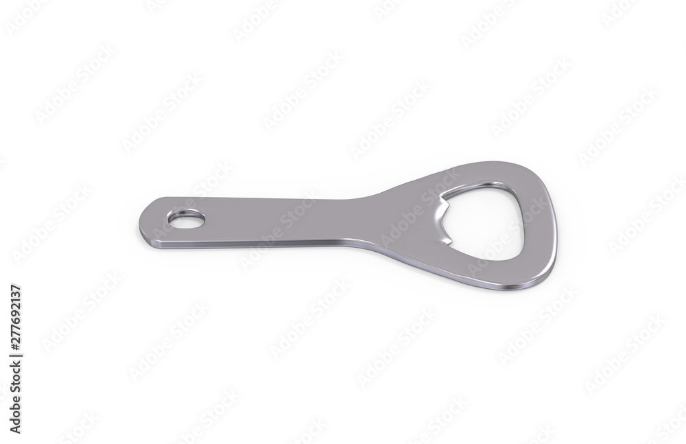 Blank bottle opener mock up template for branding presentation on isolated white background, 3d illustration Blank bottle opener mock up template for branding presentation on isolated white background, 3d illustration
