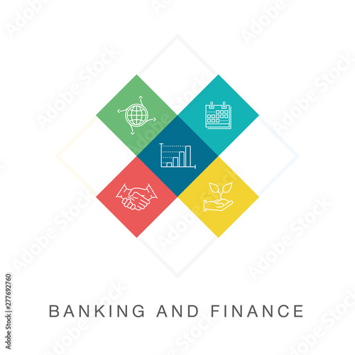 BANKING AND FINANCE LINE ICON SET © Atakan