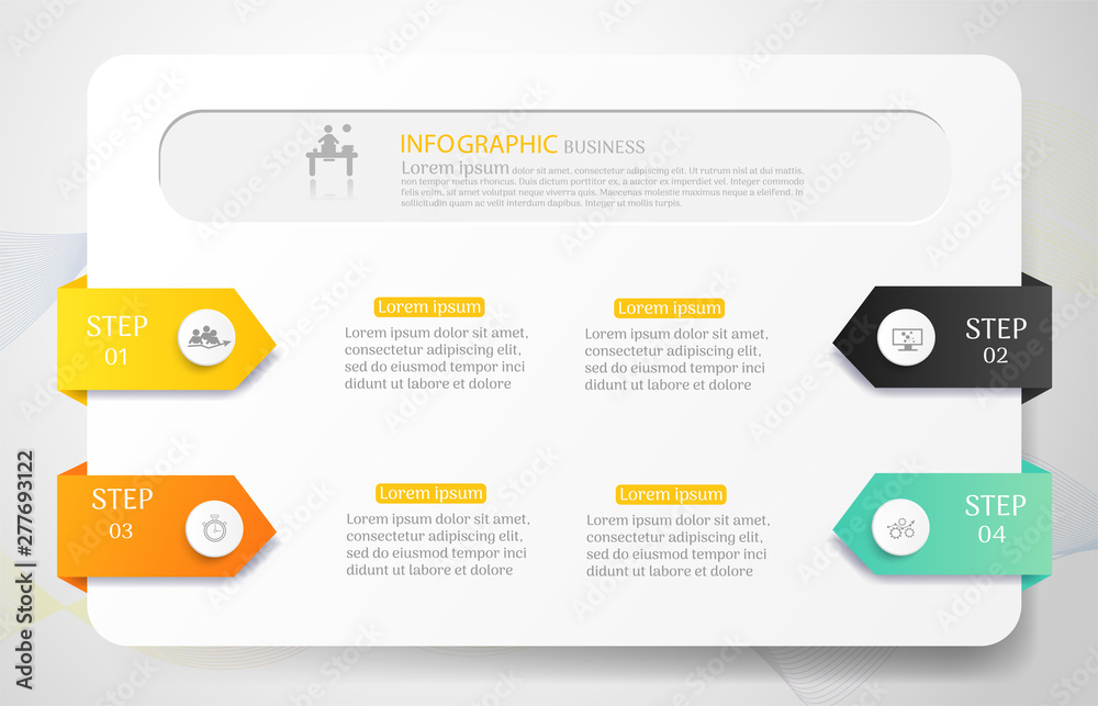 Design Business template 4 options or steps infographic chart element with place date for presentations,Creative marketing icons concept for statistic infographic,Vector EPS10.