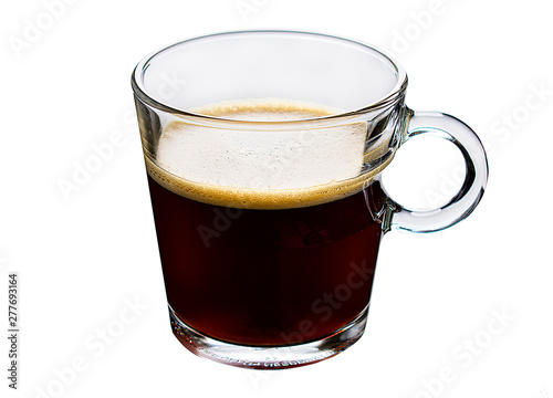 Glass coffee cup on white background