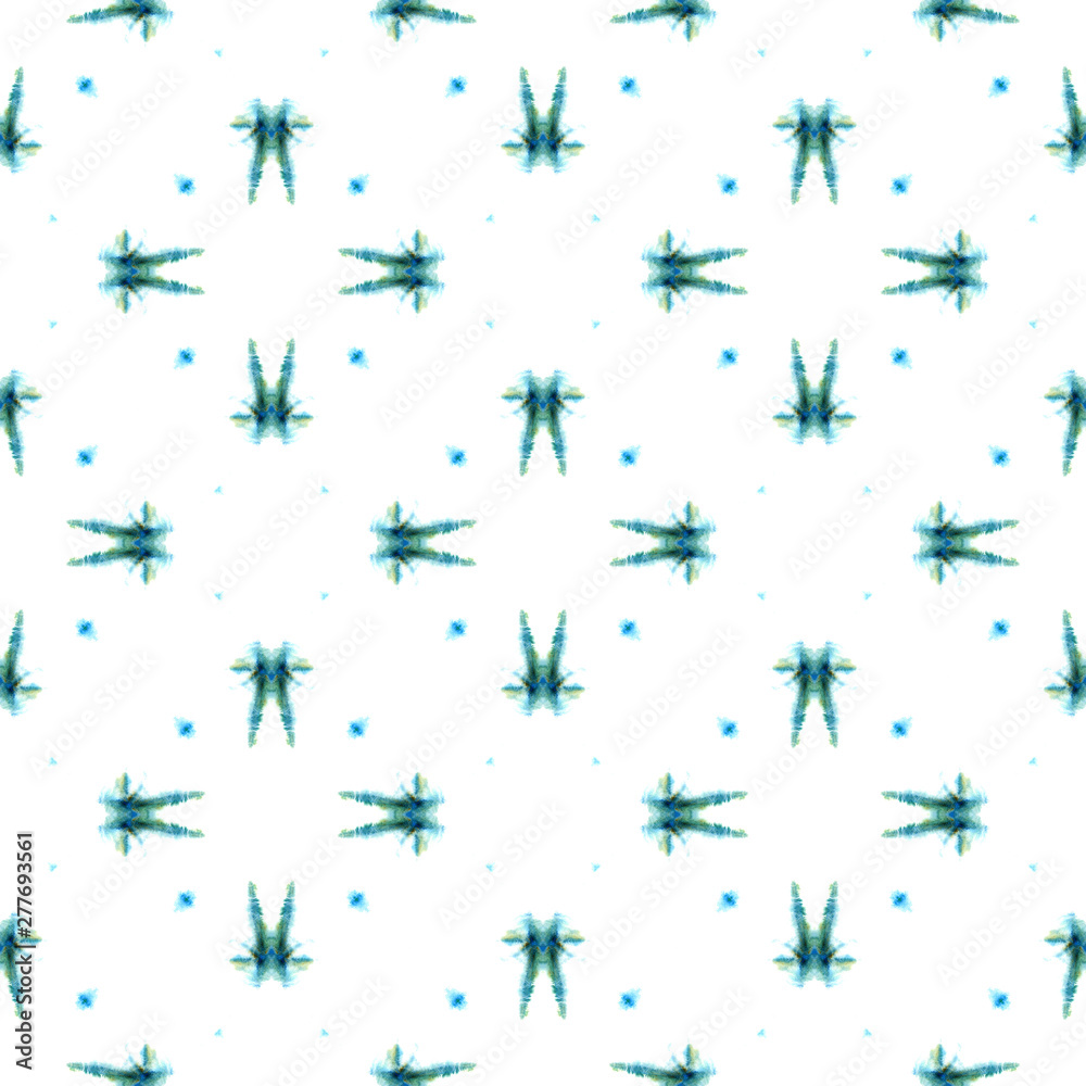 Fototapeta premium Blue Geometric Watercolor. Seamless Pattern.Surface Ornament.