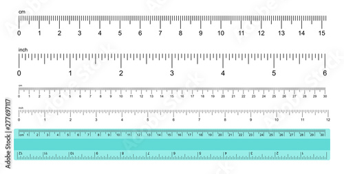 Measuring Rulers, inches and centimeters. isolated on white background