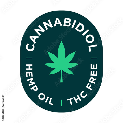 Cannabidiol hemp oil icon. THC Free.