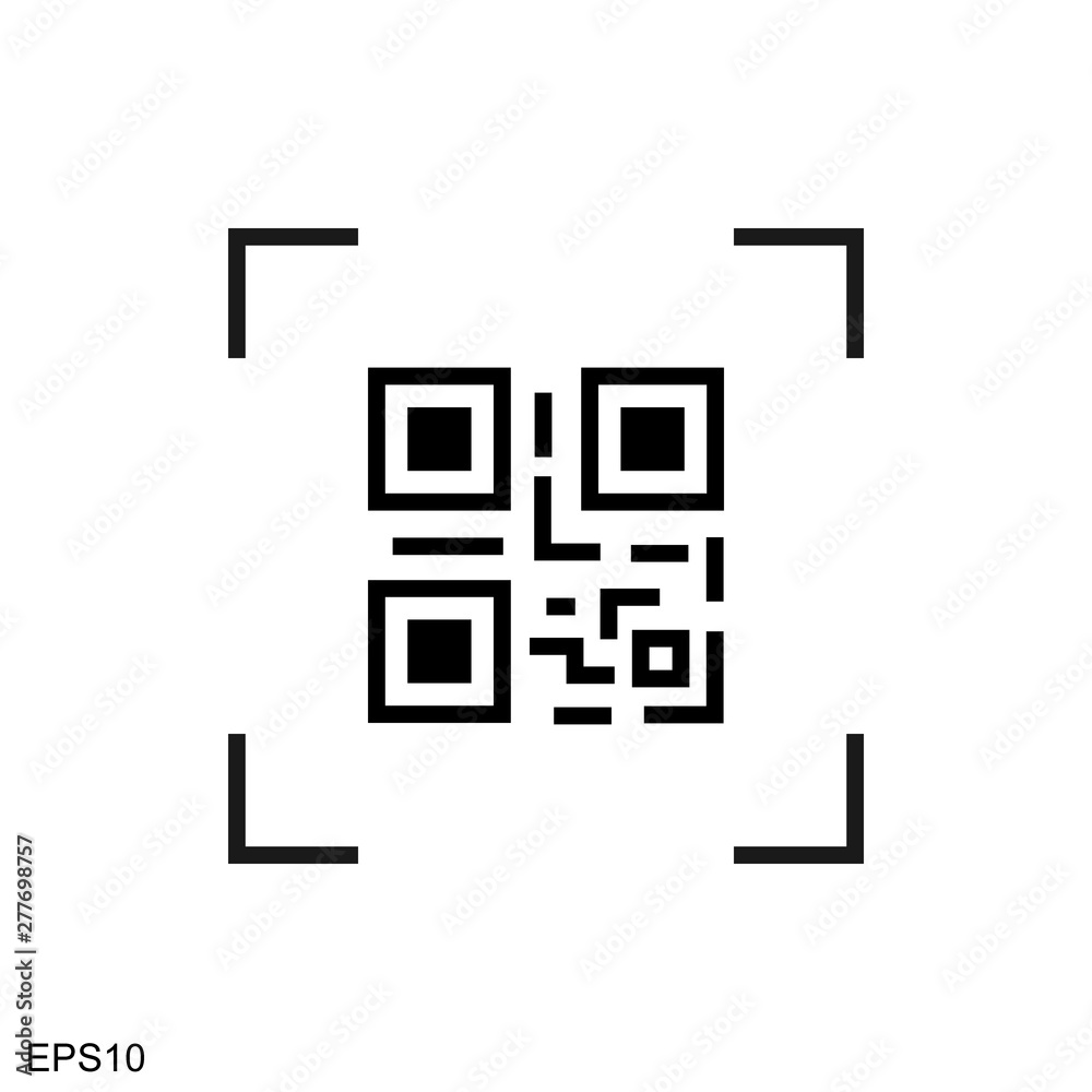 Scanning black round simple qarcode on phone screen icon, for interface concept elements, app ui ux web button logo.vector design