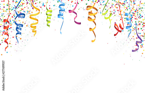 colored confetti and streamers