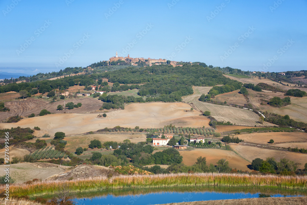 Beautiful view of the Pienza on a sunny autumn day, Tuscany, Italy
