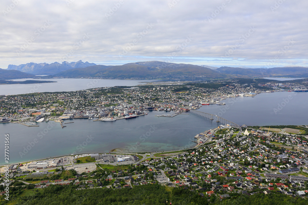 Tromso city seen from nearby mountains