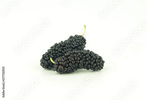 close up mulberry fruit on white