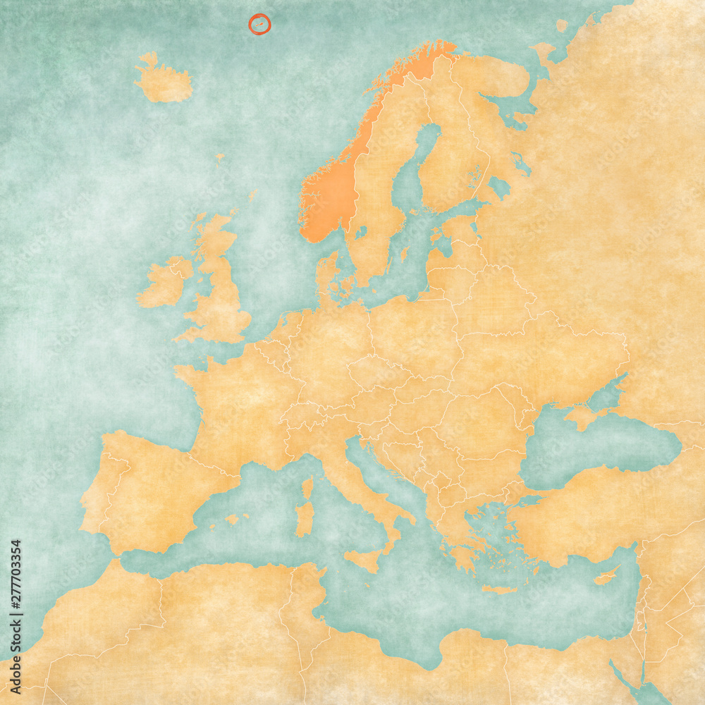Map of Europe - Jan Mayen with Norway