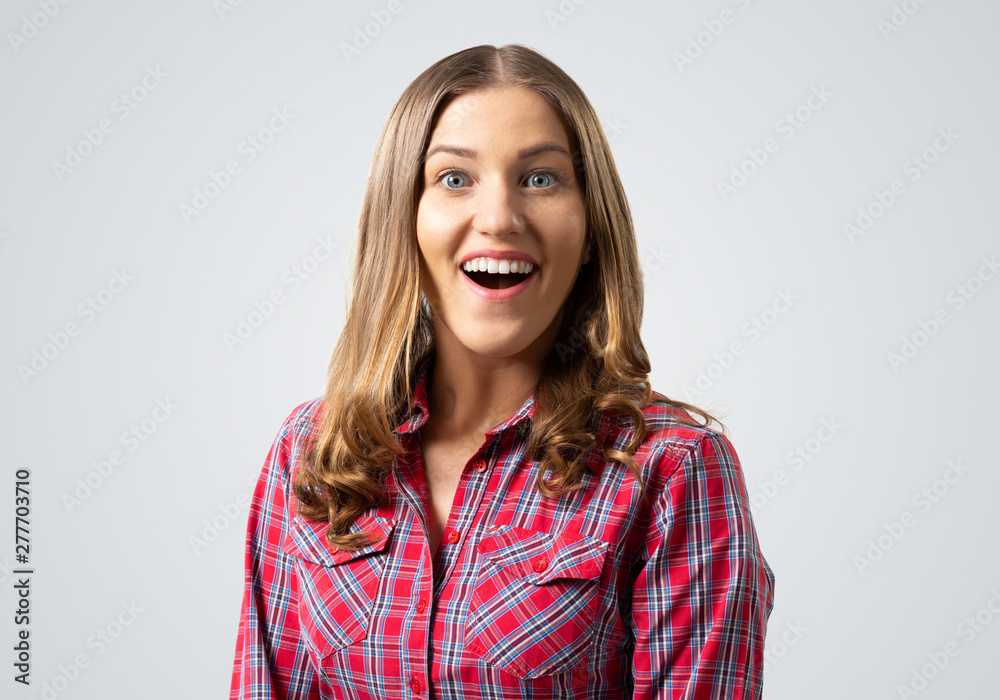 Happy charming girl smiling wide Happy charming girl smiling wide