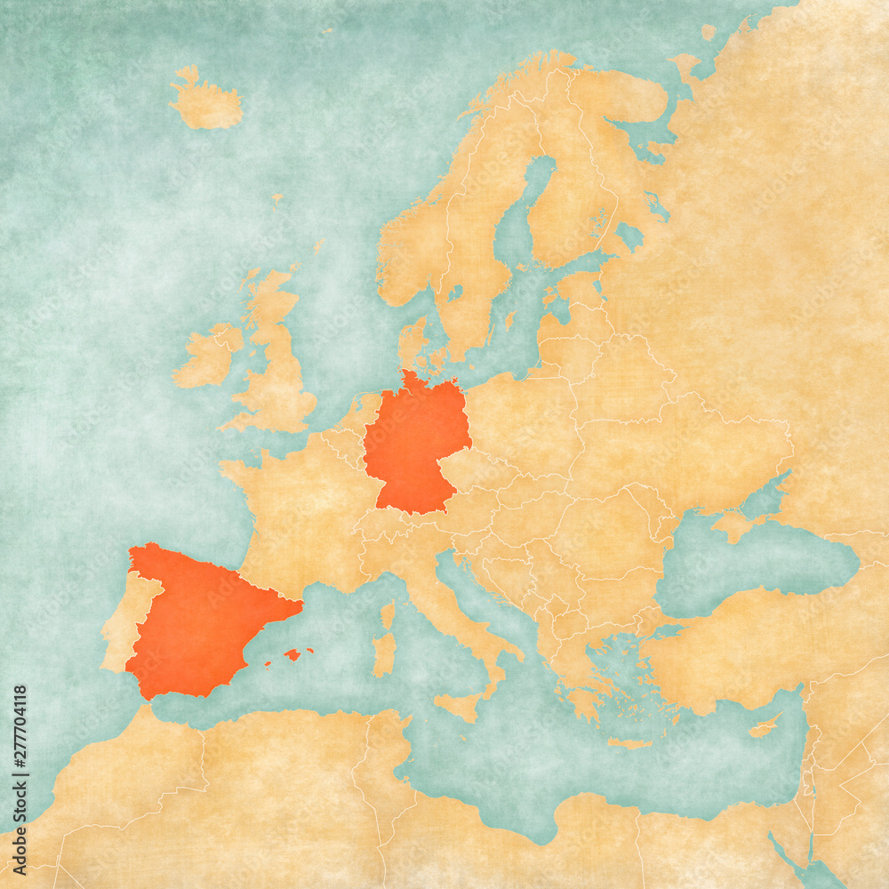 Map of Europe - Germany and Spain