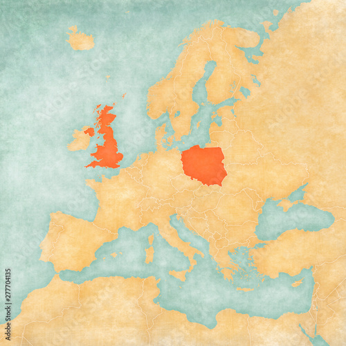 Map of Europe - UK and Poland