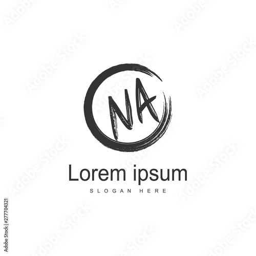 Initial NA logo template with modern frame. Minimalist NA letter logo vector illustration