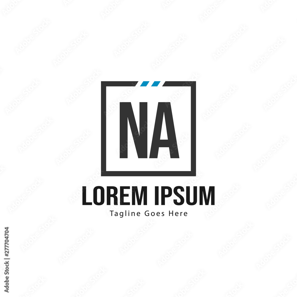 Initial NA logo template with modern frame. Minimalist NA letter logo vector illustration