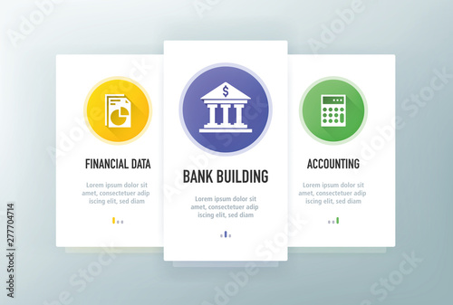 Banking And Finance Icons for Website and mobile app onboarding screens vector template stock illustration