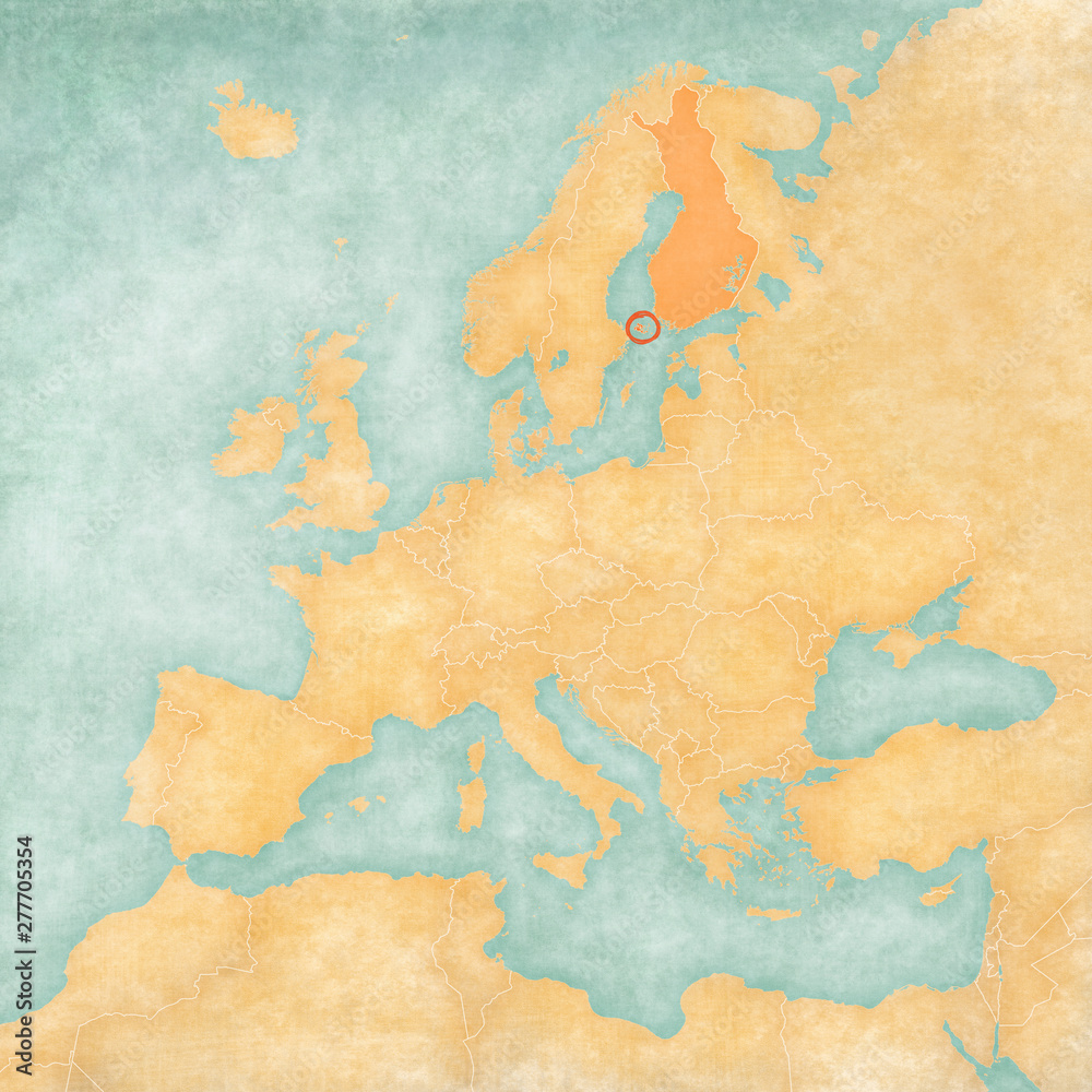 Map of Europe - Aland Islands with Finland