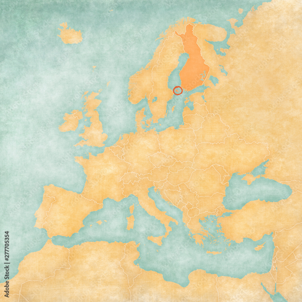 Map of Europe - Aland Islands with Finland Map of Europe - Aland Islands with Finland