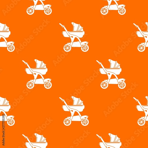 Baby carriage designer pattern vector orange for any web design best