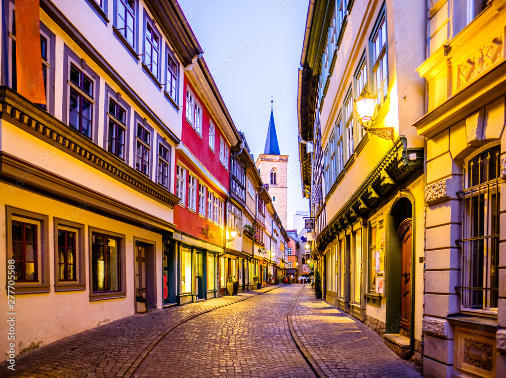 famous kramerbridge in erfurt - germany