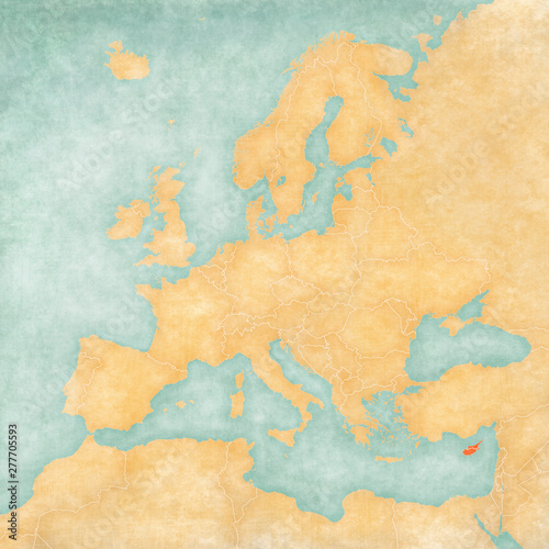 Fotografie, Obraz Map of Europe - Cyprus