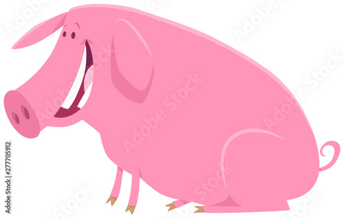 happy pig animal character cartoon illustration