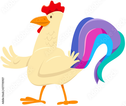 funny rooster farm animal cartoon character