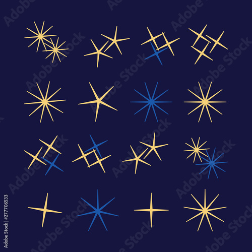 Sparkles icon set. Star element. Sparkle lights vector
