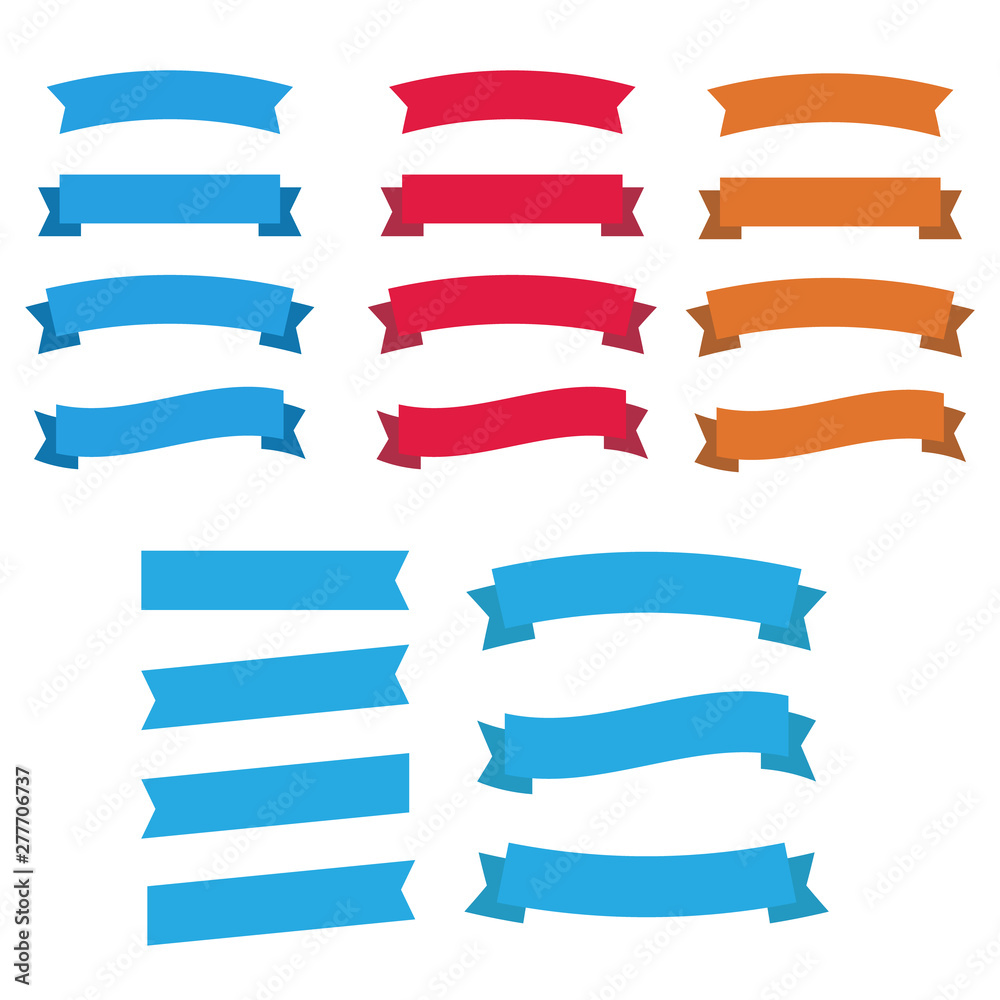 Glossy waving ribbon banners labels. Banner ribbon vector set Glossy waving ribbon banners labels. Banner ribbon vector set