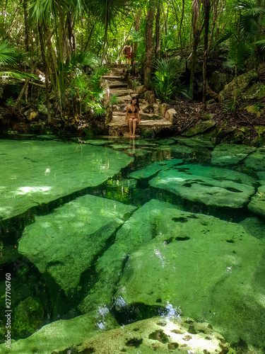The hidden gem Cenote Azul in the Riviera Maya, Yucatan Peninsula photo