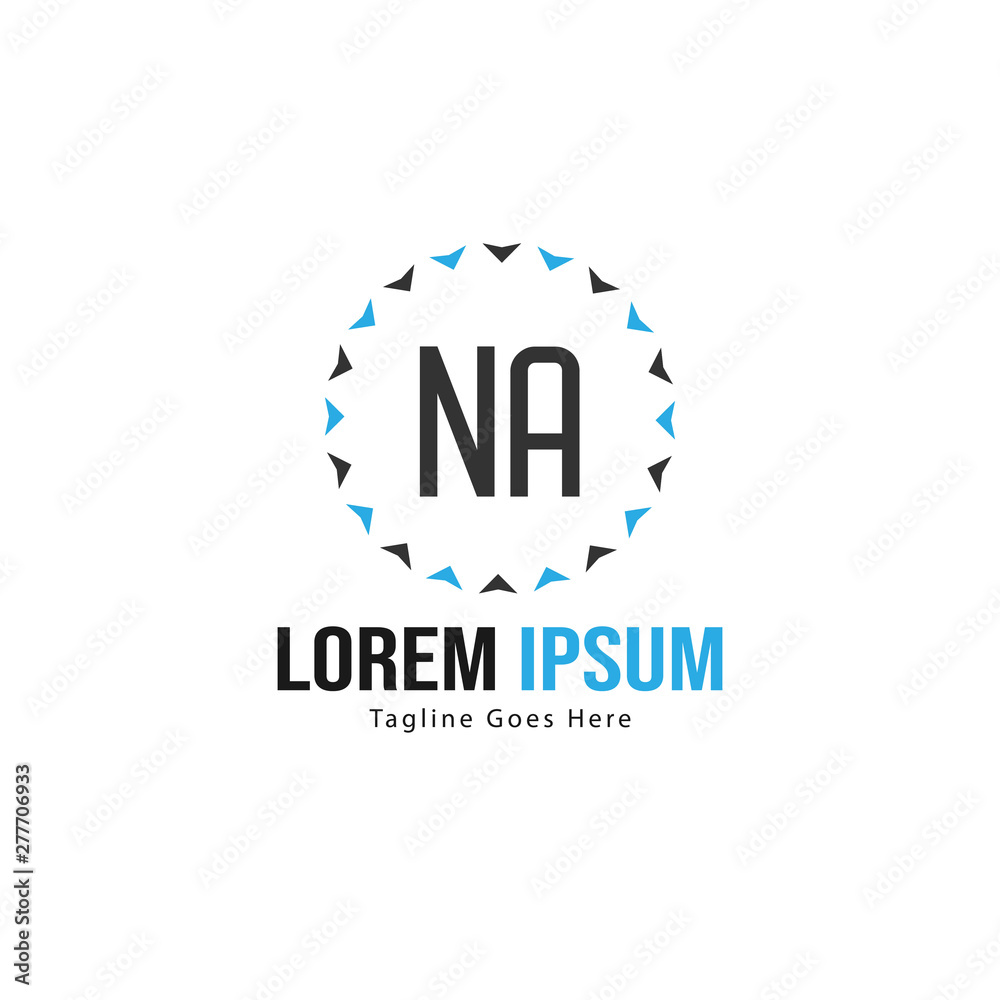 Initial NA logo template with modern frame. Minimalist NA letter logo vector illustration