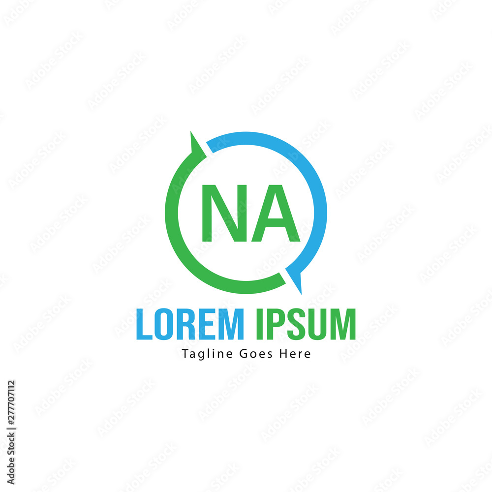 Initial NA logo template with modern frame. Minimalist NA letter logo vector illustration