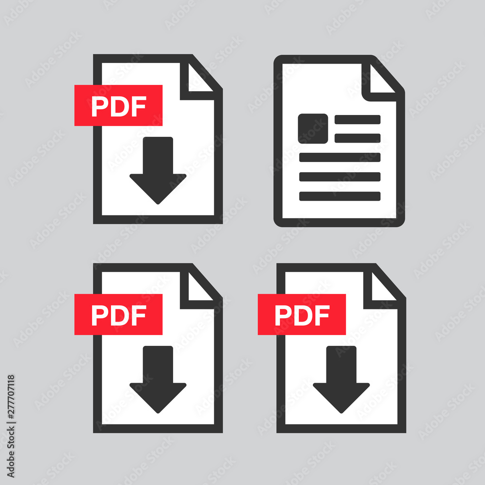 PDF File download icon. Document text, symbol web format information. Document icon set PDF File download icon. Document text, symbol web format information. Document icon set