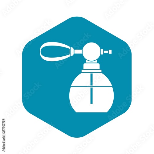 Perfume bottle with vaporizer icon. Simple illustration of perfume bottle vector icon for web