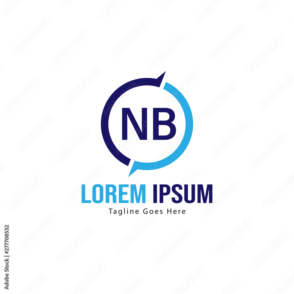 Initial NB logo template with modern frame. Minimalist NB letter logo vector illustration Initial NB logo template with modern frame. Minimalist NB letter logo vector illustration