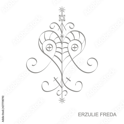 Vector icon with veve vodoo symbol Ersulie Freda