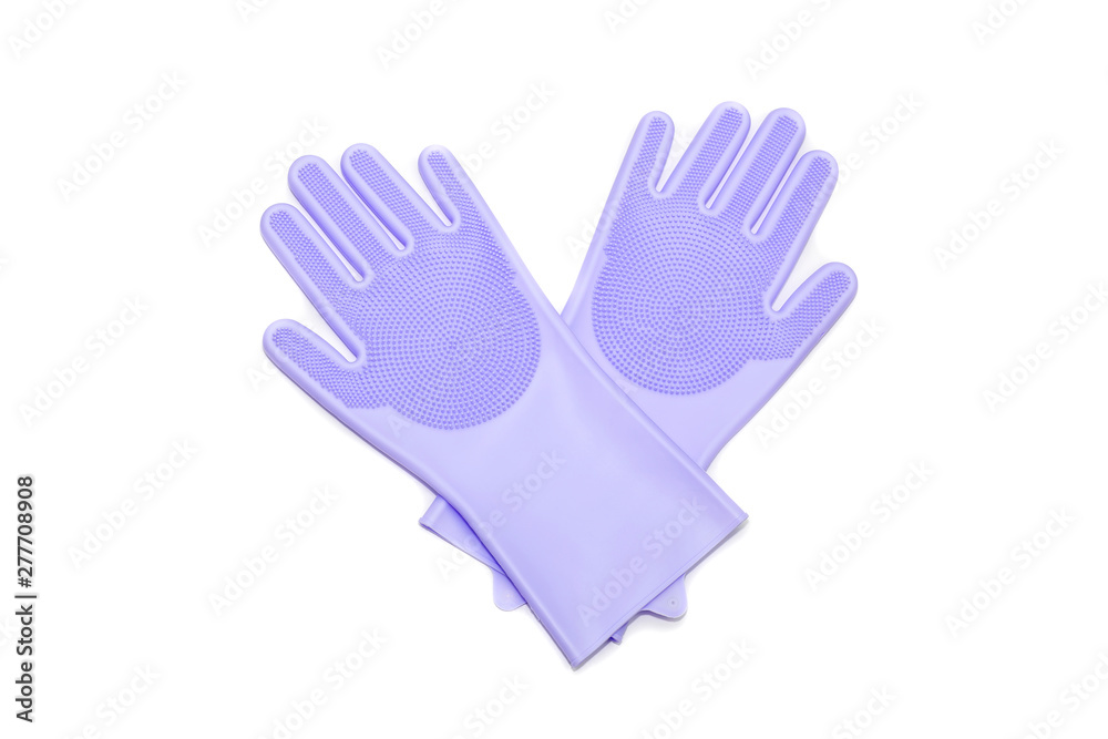 Obraz premium Rubber gloves for washing dishes and cleaning the house close-up